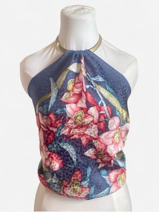 Vintage Accessories - Vintage 100% Silk Scarf Square 34” Made in Italy Pink Orchid Animal Print